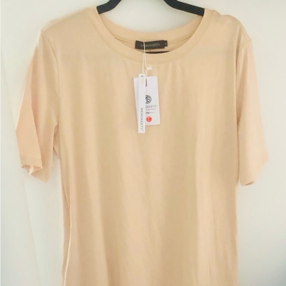Merokeety Beige Midi Dress